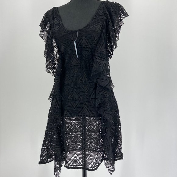 Crochet Swimsuit Cover Up Beach Dress Black S/M - Picture 2 of 4